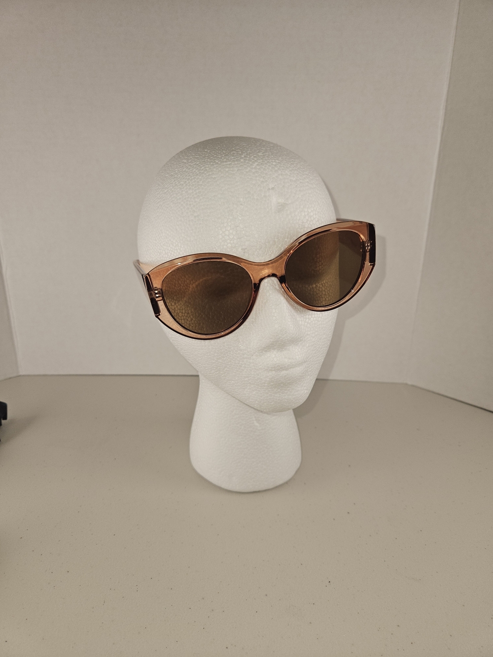 LOFT Transparent Rose Gold Frame Sunglasses with Brown Lenses
